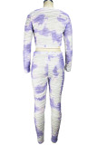 Pink Casual Print Patchwork Frenulum Long Sleeve Two Pieces