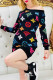 Black Fashion Casual Print Patchwork O Neck One Step Skirt Dresses
