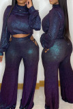 Colour Sexy Solid Hollowed Out Patchwork Half A Turtleneck Long Sleeve Two Pieces