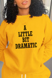 Yellow Fashion Sportswear Print Letter O Neck Tops