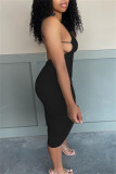 White Fashion Sexy Solid Backless Spaghetti Strap Long Dress