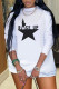 White Fashion Casual Print Basic O Neck Long Sleeve Dresses