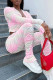 Pink Casual Print Patchwork Frenulum Long Sleeve Two Pieces