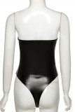 Black Fashion Sexy Solid Bandage Backless Strapless Skinny Bodysuits