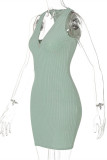 Pink Sexy Casual Solid Basic Zipper Collar Vest Dress