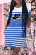 Deep Blue Fashion Casual Striped Patchwork O Neck One Step Skirt Dresses