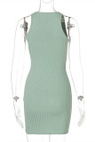 Pink Sexy Casual Solid Basic Zipper Collar Vest Dress
