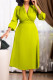 Fruit Green Fashion Casual Solid Basic V Neck Dresses