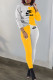 Yellow Fashion Casual Print Patchwork O Neck Long Sleeve Two Pieces
