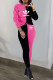 Black Fashion British Style Print Patchwork O Neck Long Sleeve Two Pieces