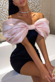 Pink Fashion Sexy Patchwork With Bow Strapless Evening Dress