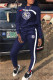 Blue Fashion Casual Letter Patchwork O Neck Long Sleeve Two Pieces