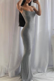 Pink Sexy Solid Patchwork Spaghetti Strap Sling Dress Dresses
