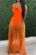 Orange Fashion Street Solid Patchwork See-through Strapless Princess Dresses