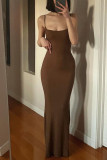 Pink Sexy Solid Patchwork Spaghetti Strap Sling Dress Dresses