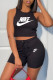Black Fashion Sportswear Print Patchwork O Neck Sleeveless Two Pieces