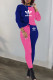 Rose Red Fashion British Style Print Patchwork O Neck Long Sleeve Two Pieces