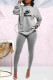 Grey Fashion Casual Print Letter O Neck Long Sleeve Two Pieces