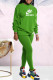 Green Fashion Casual Print Letter O Neck Long Sleeve Two Pieces