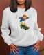 White Casual Cute Character Patchwork O Neck Tops