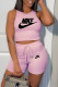 Pink Fashion Sportswear Print Patchwork O Neck Sleeveless Two Pieces