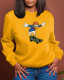 Yellow Casual Cute Character Patchwork O Neck Tops