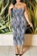 Black Fashion Sexy Print Backless Spaghetti Strap Long Dress Dresses
