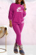 Rose Red Fashion Casual Print Letter O Neck Long Sleeve Two Pieces