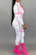 White Fashion British Style Print Patchwork Turndown Collar Long Sleeve Two Pieces