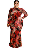 Wine Red Sexy O Neck HOLLOWED OUT Print Pattern