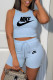 Sky Blue Fashion Sportswear Print Patchwork O Neck Sleeveless Two Pieces