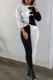 Black Gray Fashion Casual Print Patchwork O Neck Long Sleeve Two Pieces