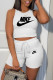 White Fashion Sportswear Print Patchwork O Neck Sleeveless Two Pieces
