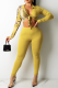 Yellow Sexy Leopard Patchwork V Neck Long Sleeve Two Pieces