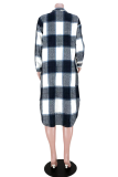 White Red Casual Plaid Split Joint Turndown Collar Outerwear