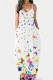 White Sexy Casual Butterfly Print Backless Spaghetti Strap Sleeveless Dress