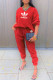 Red Fashion Casual Print Patchwork O Neck Long Sleeve Two Pieces