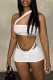 White Fashion Sexy Solid Backless Strapless Sleeveless Two Pieces