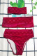 Deep Red Fashion Sexy Letter Patchwork Swimwears