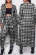 Black Fashion Casual Print Cardigan Pants Long Sleeve Two Pieces