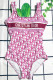 Rose Red Fashion Sexy Letter Patchwork Swimwears