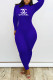 Blue Fashion Street Letter Patchwork O Neck Jumpsuits