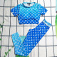 Blue Fashion Vacation Letter Patchwork Swimwears