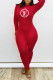 Red Fashion Street Letter Patchwork O Neck Jumpsuits