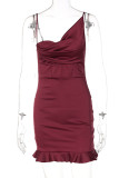 Apricot Fashion Sexy Solid Backless Spaghetti Strap Sleeveless Dress Dresses