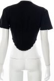 Grey Fashion Solid Patchwork O Neck T-Shirts