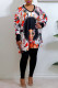 Black Fashion Casual Print Basic V Neck Long Sleeve Two Pieces