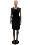 Light Purple Fashion Casual Solid Basic O Neck Sleeveless Dress Dresses