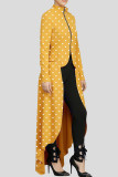 Yellow Fashion Casual Dot Print Asymmetrical Outerwear