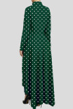Army Green Fashion Casual Dot Print Asymmetrical Outerwear